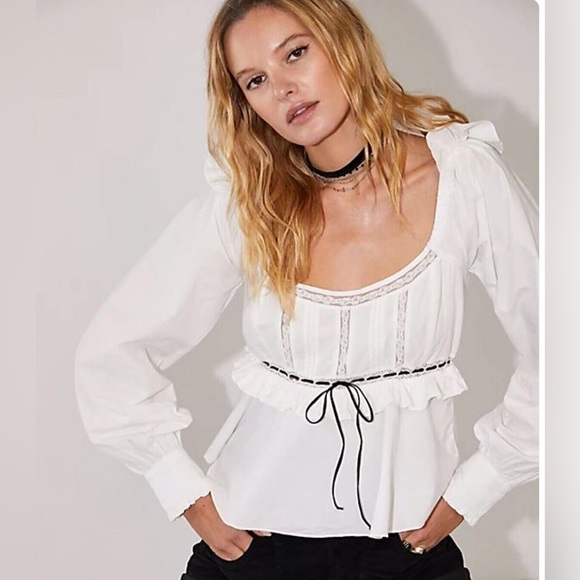 Free People Cathleen Blouse Peasant Cottagecore NWOT - Picture 12 of 12